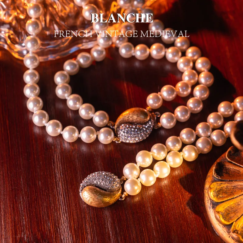 

Жемчужное ожерелье браслет магнитная пряжка сферическая впитывающая железная каменная Пряжка из бисера роскошный комплект украшений в стиле ретро