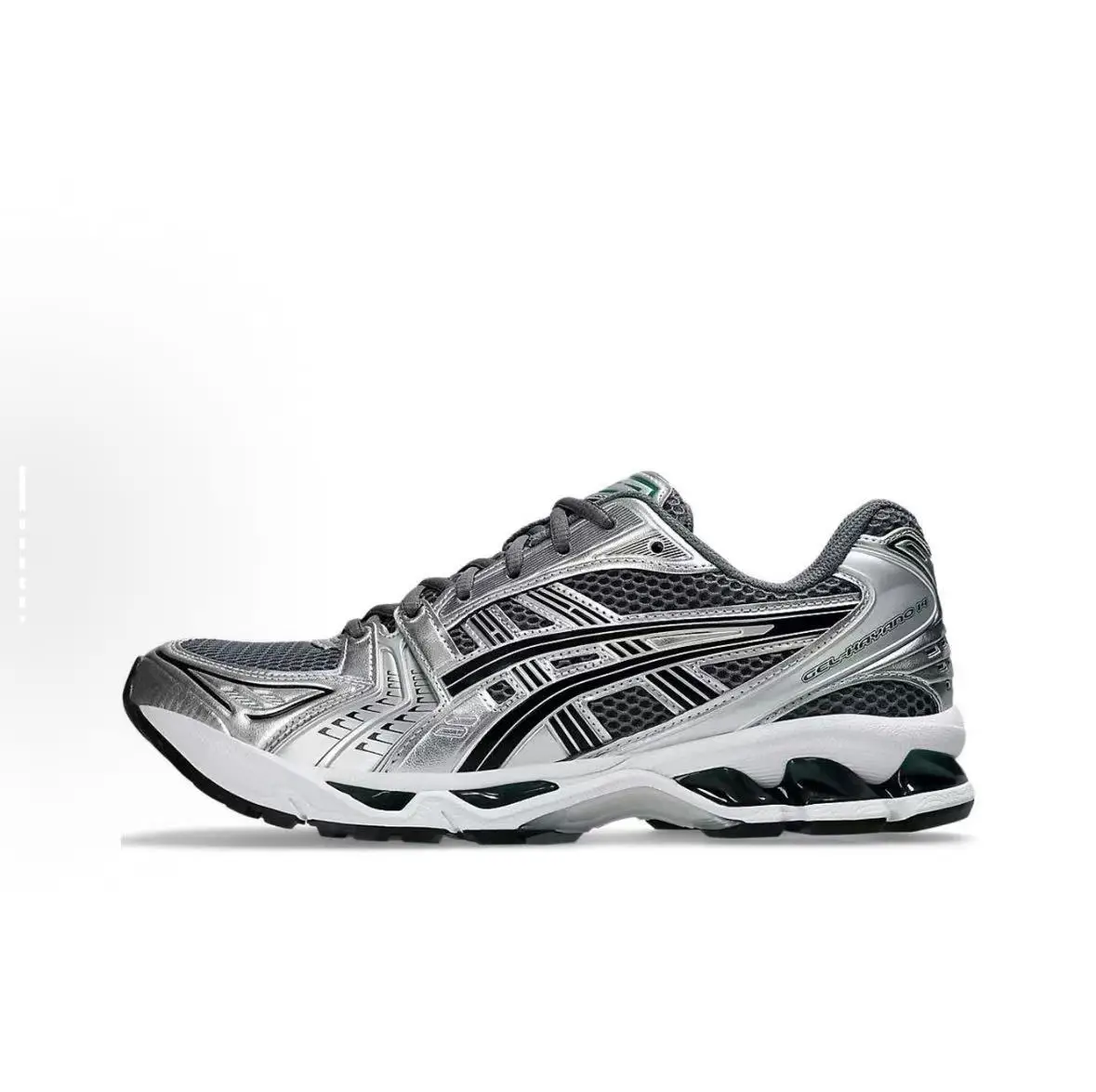 Asics Gel-Kayano 14 Men and Women Round Toe Lace-Up Retro and Comfortable Low-Top Running Shoes Unisex Silver Black