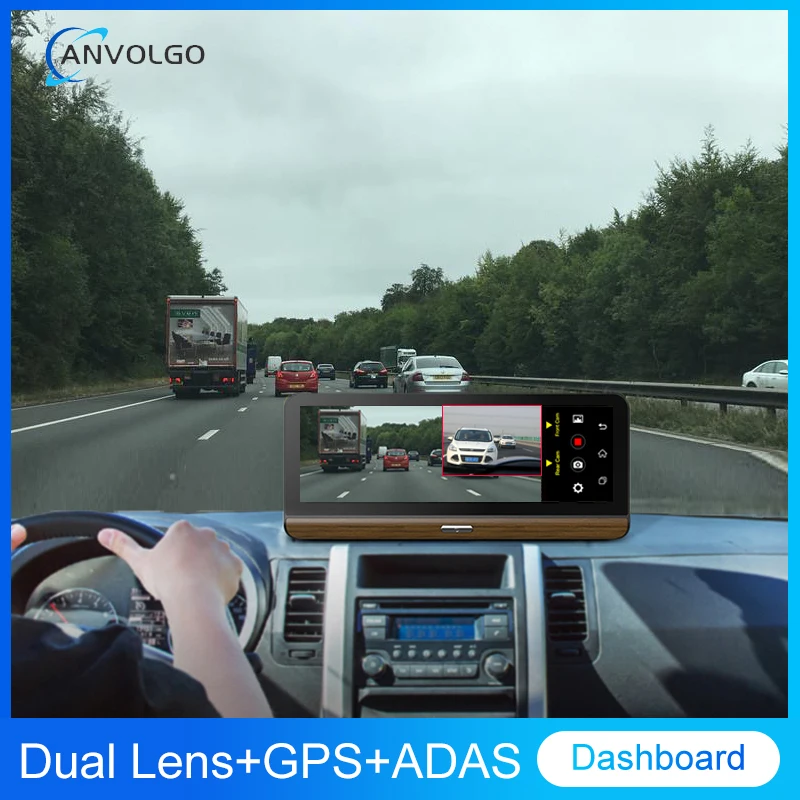 8 Inch IPS Touch Screen Dash Cam Android Car Navigator 4G DVR GPS ADAS Reversing Camera Dual Lens Recording Video Remote Monitor