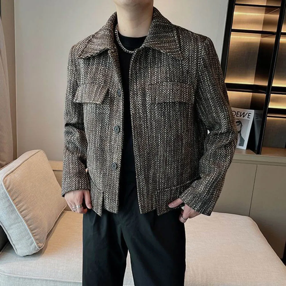 

Mens Autumn Jacket Fake Pockets Casual Jacket Streetwear Fashion Youthful Campus Daily Long-Sleeve Tops Men'S Clothing 2025 New