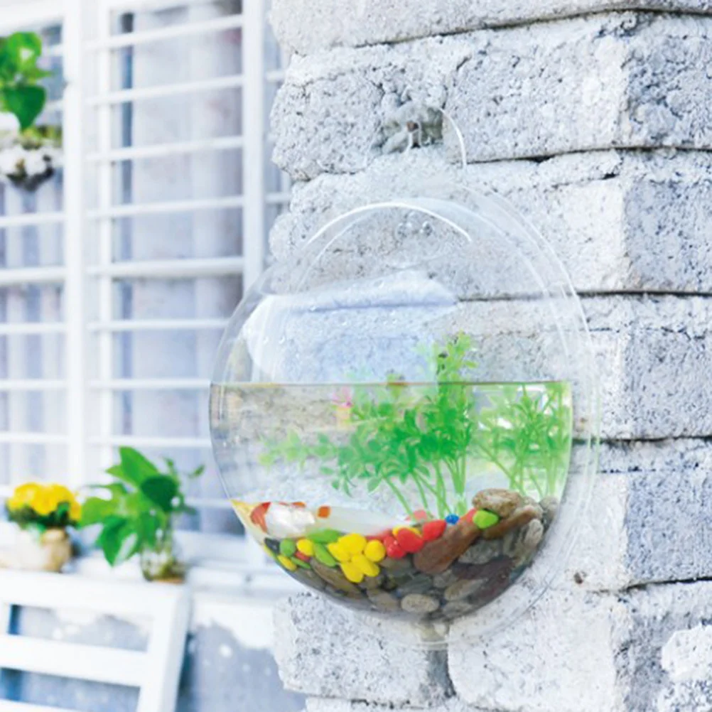

Transparent Creative Wall Mounted Acrylic Fish Tank 15Cm Diameter Space Saving Home Decor Aquarium Supplies Fish Tank