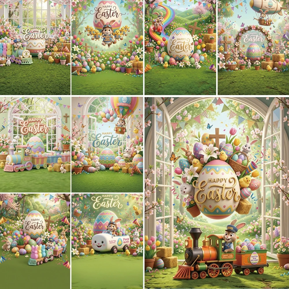 

MOON.QG Easter Decoration Photographic Background Rainbow Forest Eggs Backdrop Kids Wallpaper Photo Booth Studio Props Birthday