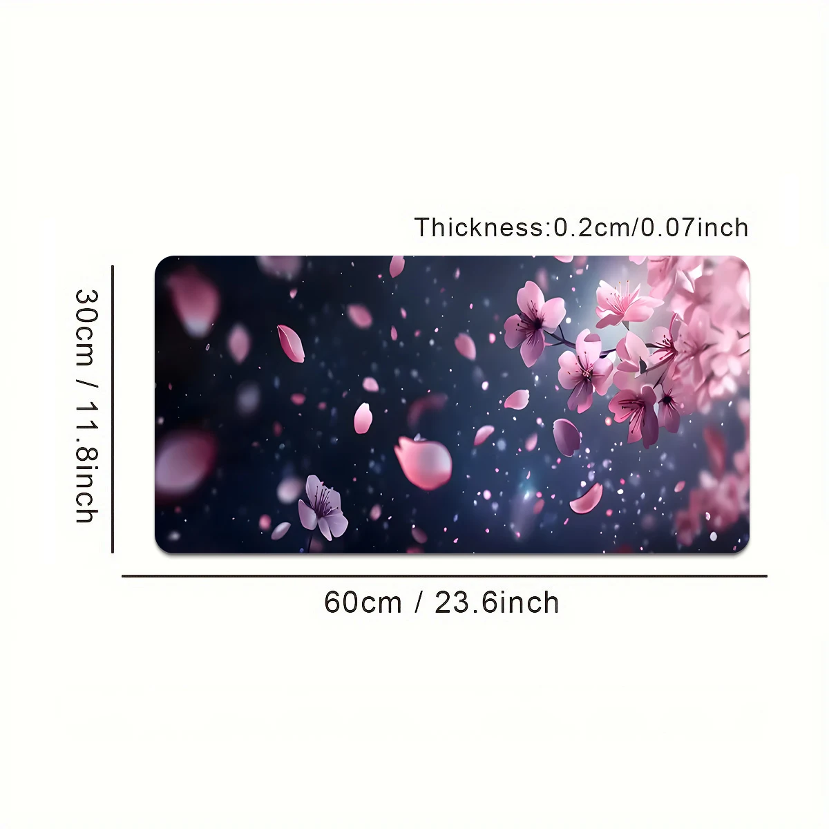 1pc  Dreamy Peach Blossoms Falling Mouse Pad Multi-Size Non-Slip Stitched Edge Computer Keyboard Desk Mat For Office And Gift