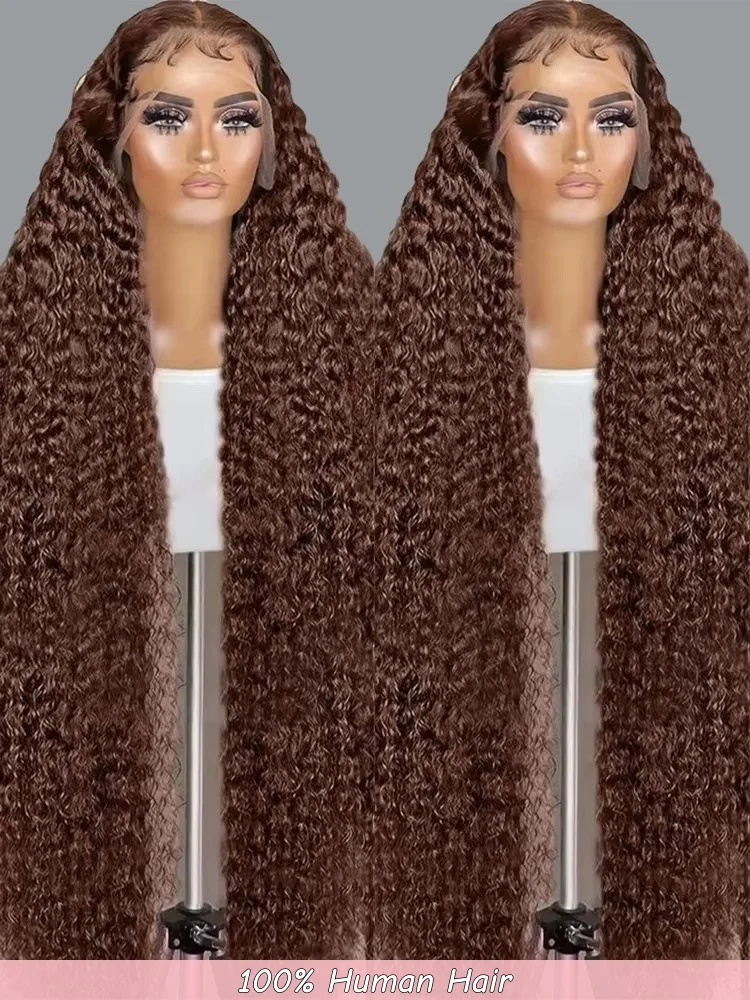 200% الشوكولاته براون موجة عميقة باروكة من شعر طبيعي 30 بوصة شفافة الدانتيل الباروكات الأمامية للنساء 13x6 الدانتيل الجبهة المياه مجعد الباروكات