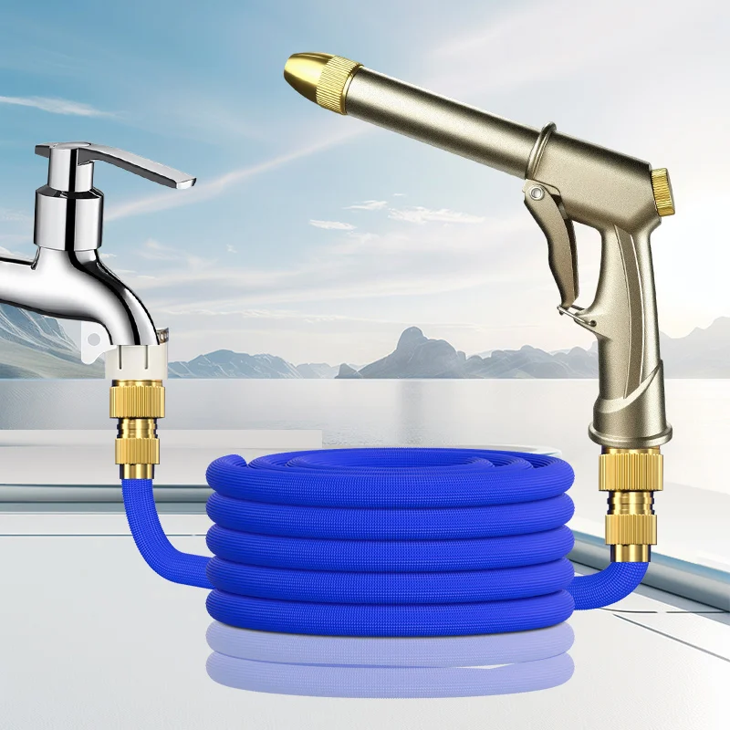

Heavy Duty Metal High Pressure Washer Gun - 3X Expandable Garden Hose for Car Wash Flower Watering Floor Cleaning