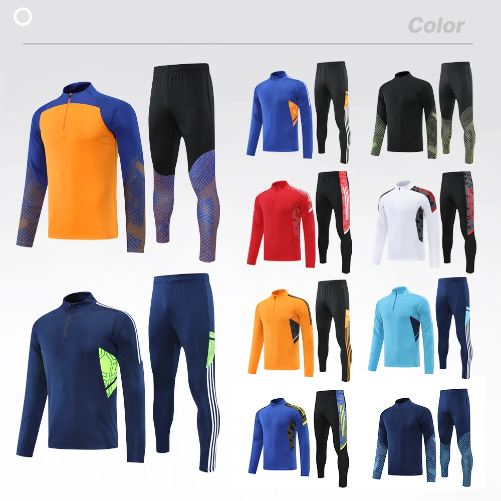 Half Zip Autumn And Winter Customize Long Sleeved Pants Set Futsal Sportswear Train Club Basic Football Uniforms trade wholesale