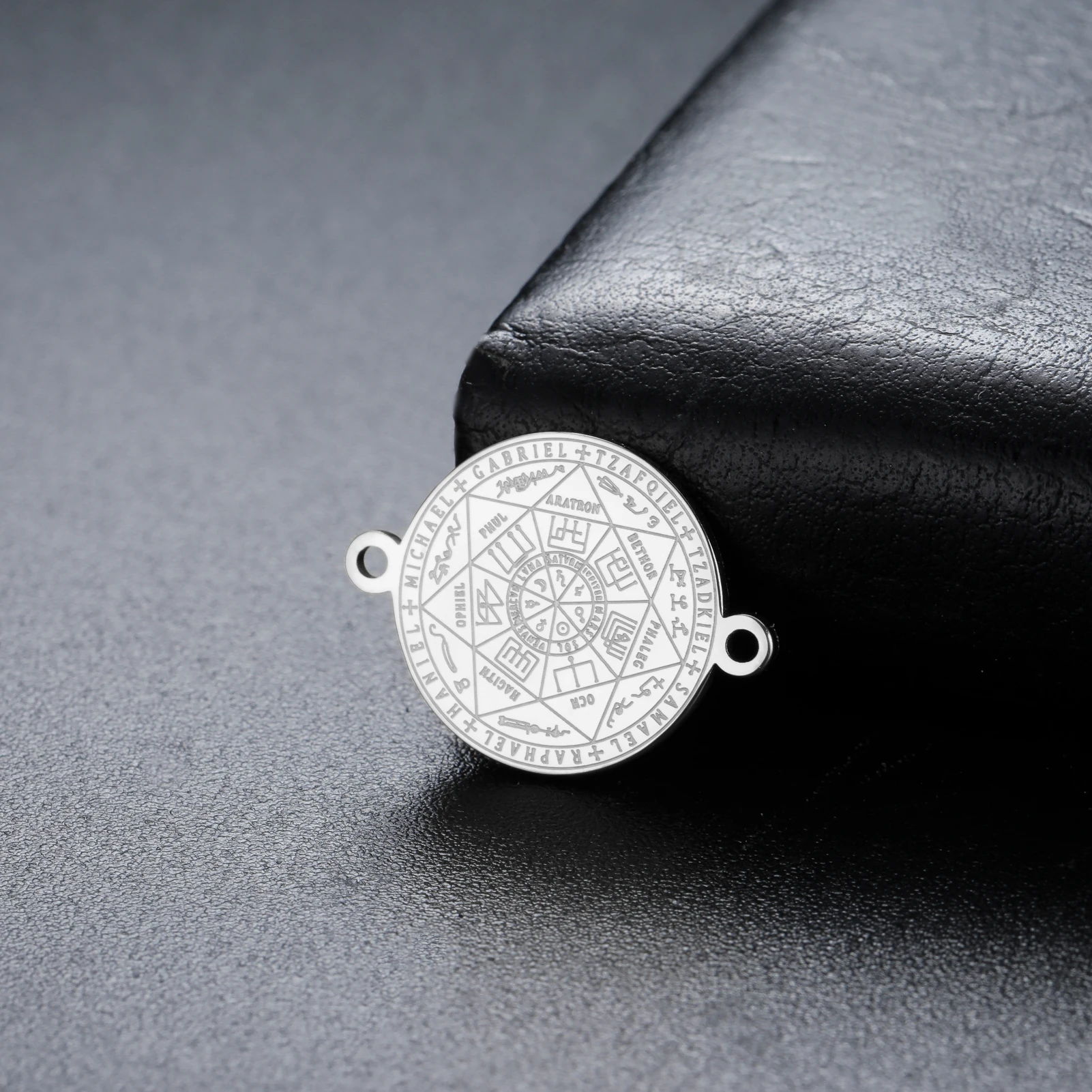 1pc Seven Archangels Round Charm for Bracelet Jewelry Making Stainless Steel Amulet Seal of Solomon Pendants Wholesale