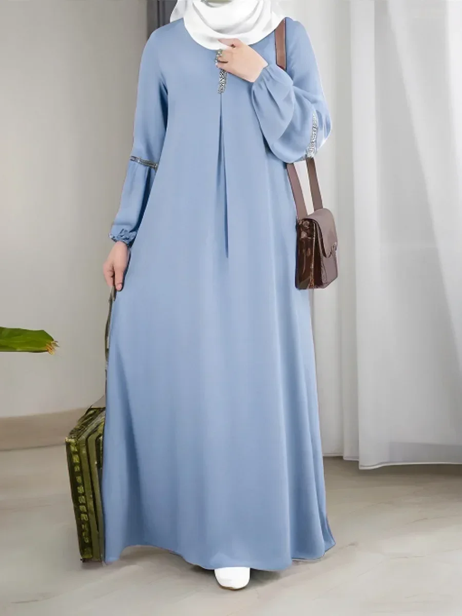 Móda dlouhé rukáv muslimové maxi šaty pro ženy saúdská arábie dubaj abaya večírek ležérní flitr sundress ležérní maroko kaftan