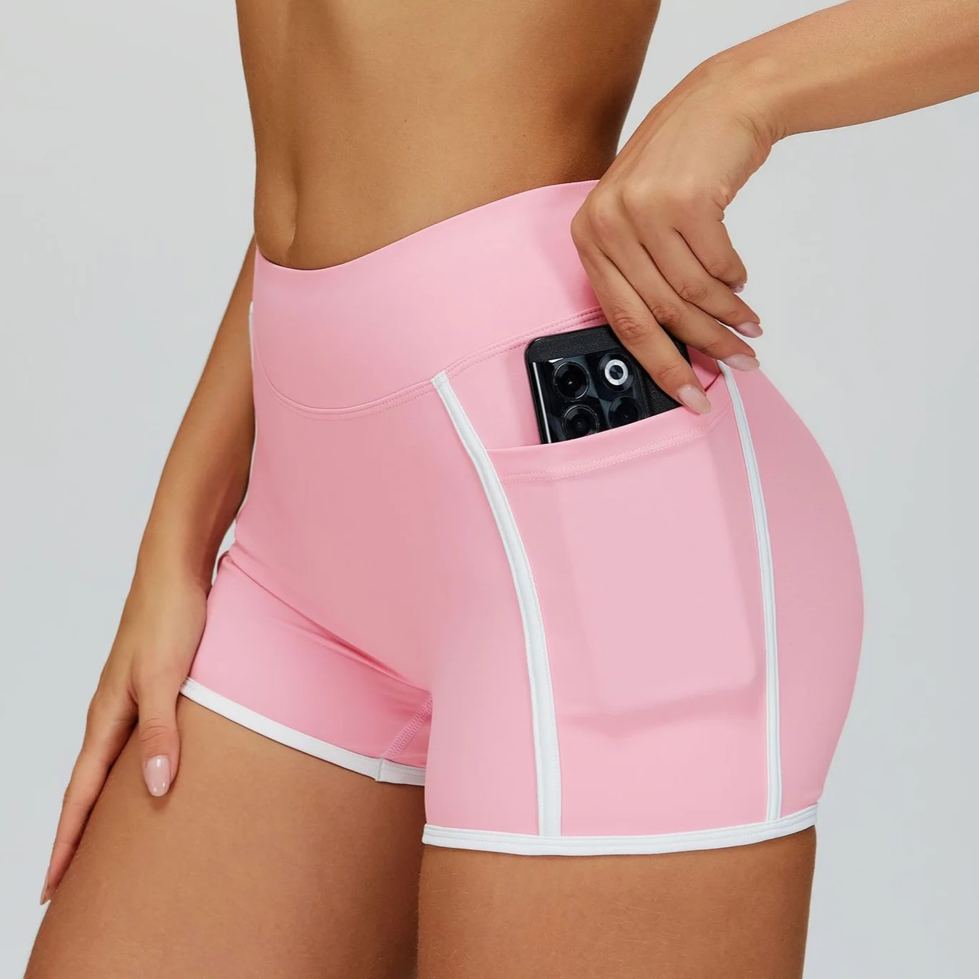 High Waist Shorts for Woman Running Shorts with Pocket Workout Active Wear 2026 Black White Pink