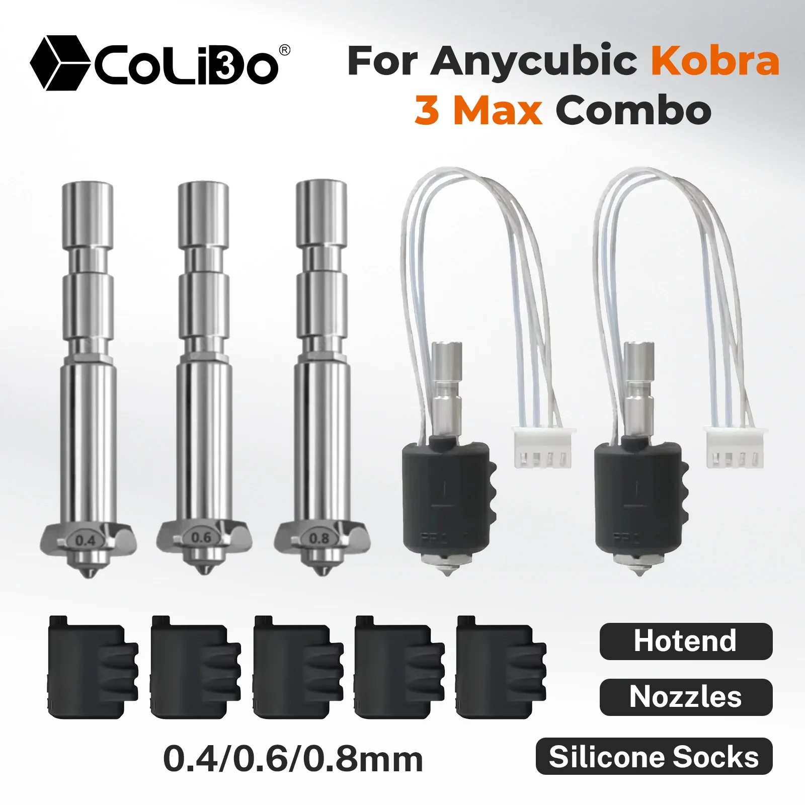 

Для Anycubic Kobra3 Max Hotend сменная насадка быстросъемная насадка для Kobra 3 Max 0,2/0,4/0,6/0,8 мм сопло детали 3D-принтера