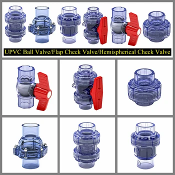 20~50mm UPVC Transparent One-Way Flap Check Valve Aquarium Fish Tank Union Joint Ball Valve Garden Pipeline Drainage Check Valve
