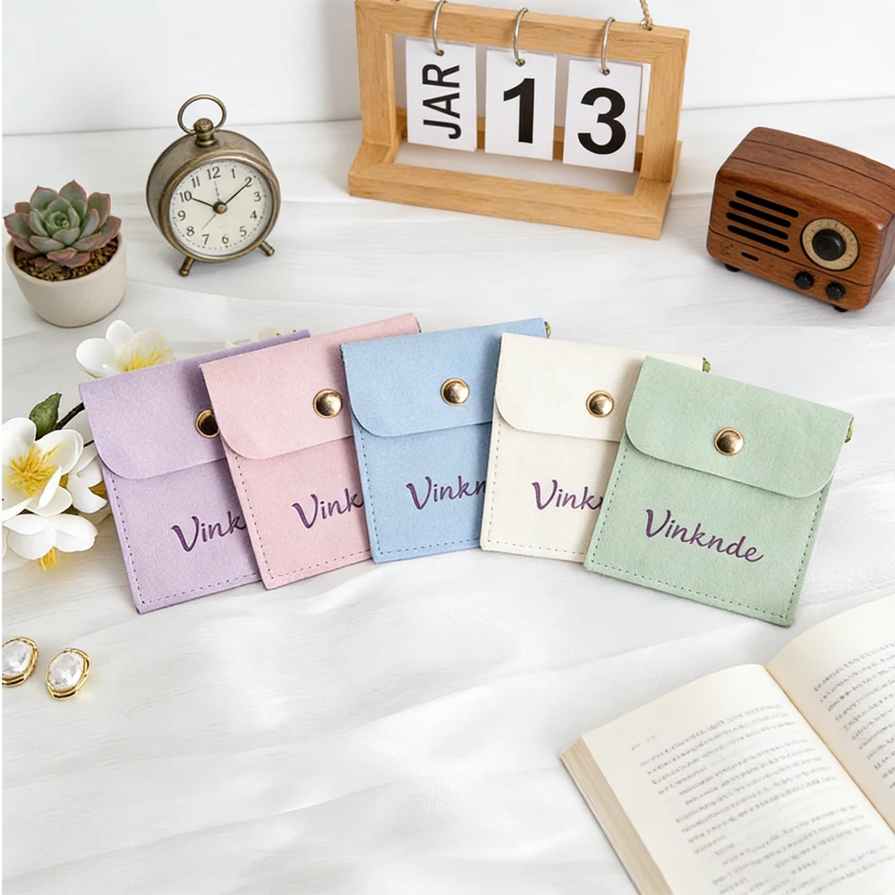 

Custom Logo 6x6cm Lavender Microfiber Button Pouch Bag for Ring Necklace Earrings Wedding Party Gift Jewelry Package Bags Bulk