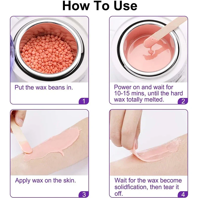 Podgrzewacz do wosku 200 ml, przenośny, wielofunkcyjny, szybki i bezbolesny depilator do ciała, do usuwania włosów z twardych fasolek woskowych.