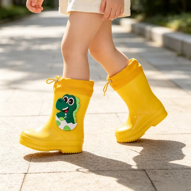 Children's Unisex Cartoon Rain Boots Autumn Winter Sporty Water Shoes Fashionable All-Match Outdoor School Footwear for Rainy Da