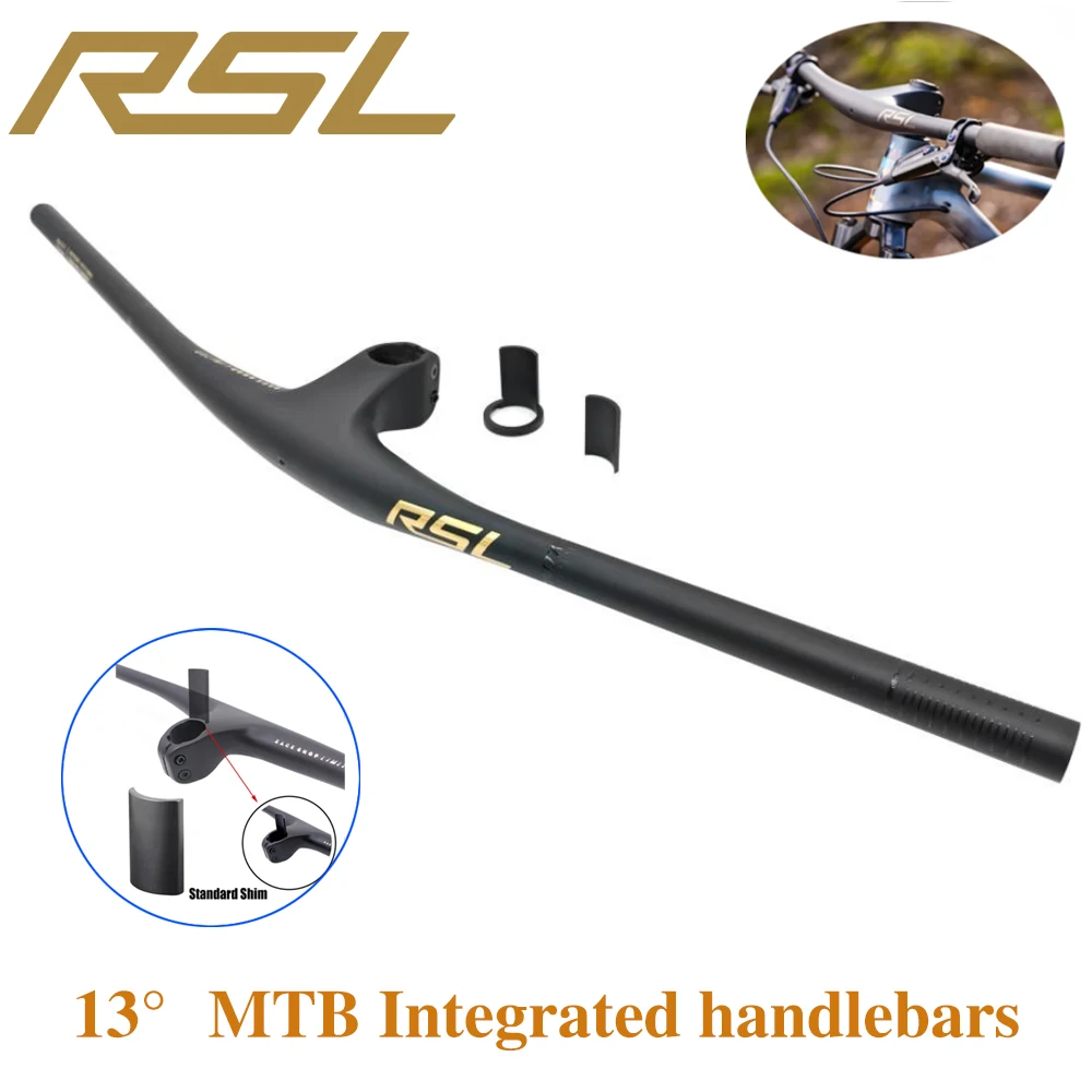 

13 Degree RSL Integrated Handlebar MTB Carbon Fiber Cockpit T1000 Mountain Bicycle 750mm XC Flat Bar With Stem Bike Accessories