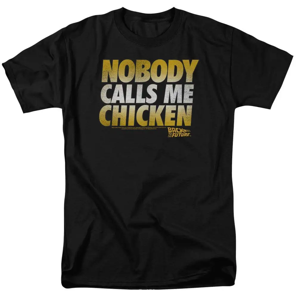 Back to the Future Nobody Calls Me Chicken Black T Shirt