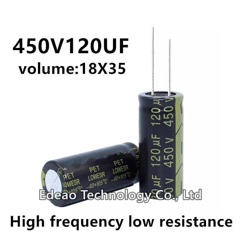 5pcs/lot 450V 120UF 450V120UF 120UF450V volume: 18X35 18*35 mm High frequency low resistance aluminum electrolytic capacitor