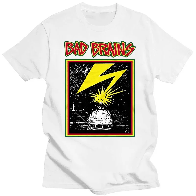 Authentic BAD BRAINS Band Capitol Logo T-shirt High Quality Breathable T-Shirt Men\'s Fashion Cotton Short Sleeve Top T-Shirt