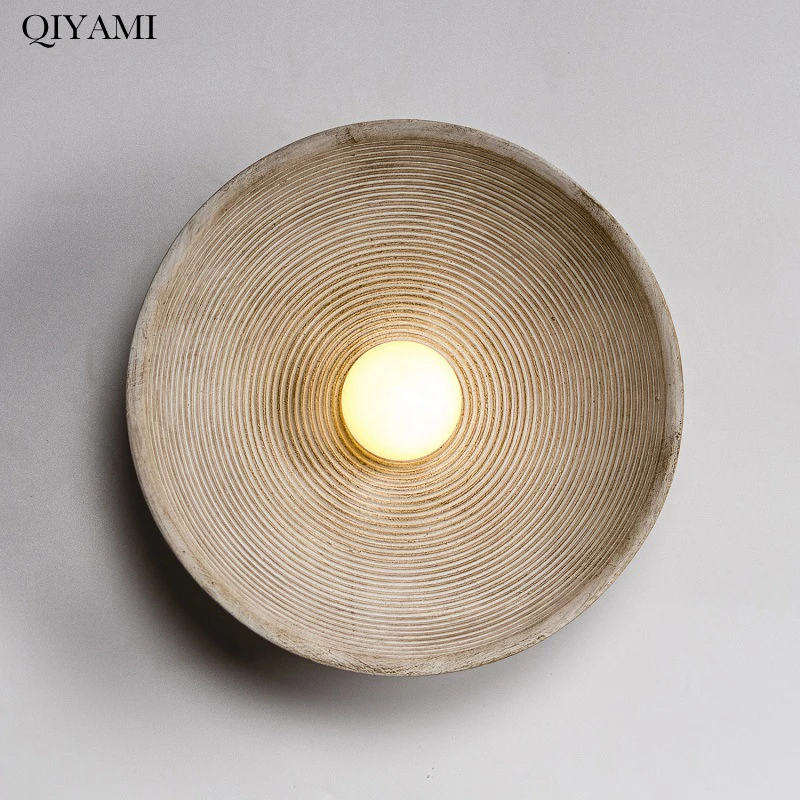 Nordic Retro Wood Grain Wall Lamps For Bedside Study Dining Room Corridor Round Indoor Deco G4 Sconce Lights Fixtures AC90-260V