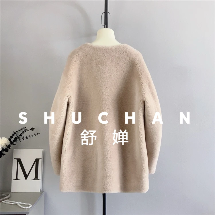 معطف صوف 100% للسيدات جديد شتاء دافئ جديد كسول من الصوف الخالص متوسط وطويل معطف دافئ Abrigos Mujer Invierno 2025