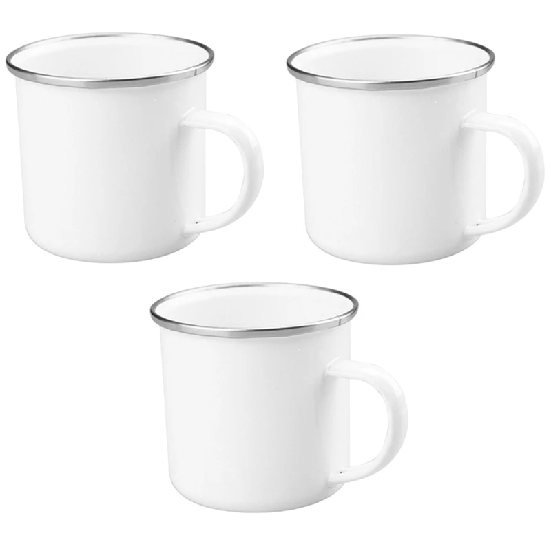 

3PCS Enamel Mugs Drinking Mugs Made Of Enamelled Stainless Steel Coffee Mug For Outdoors And Camping