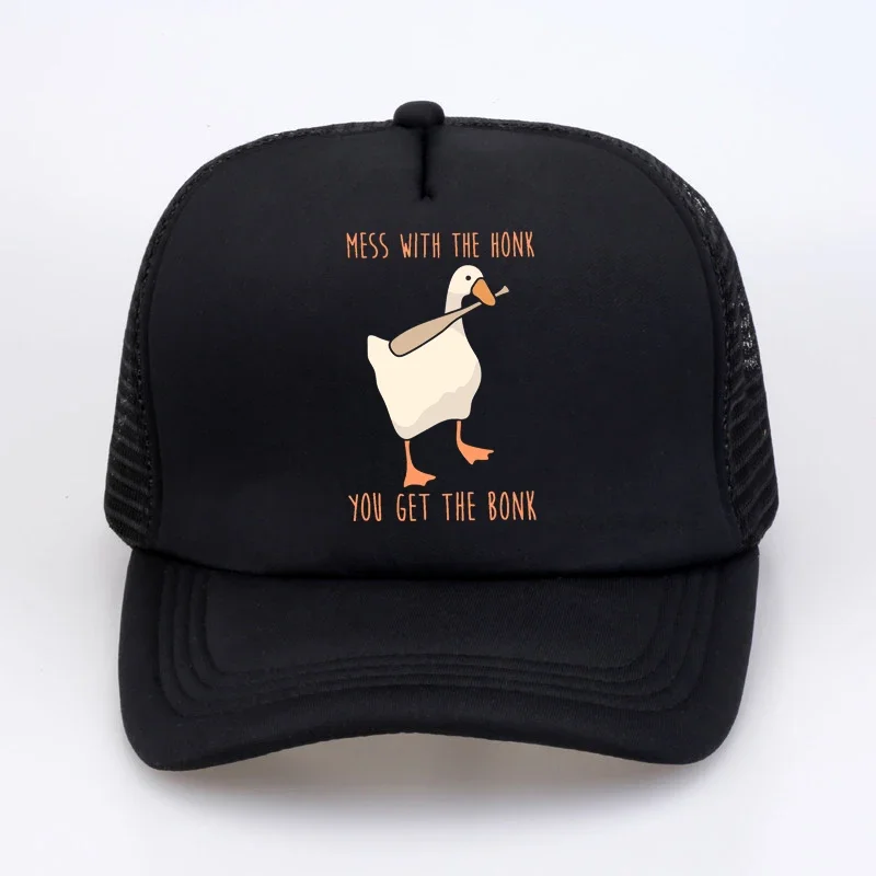 Hot You Get The Bonk Humor Men hat Cartoon Goose baseball cap Cotton Mess with The Honk hats Unisex Summer Mesh trucker caps