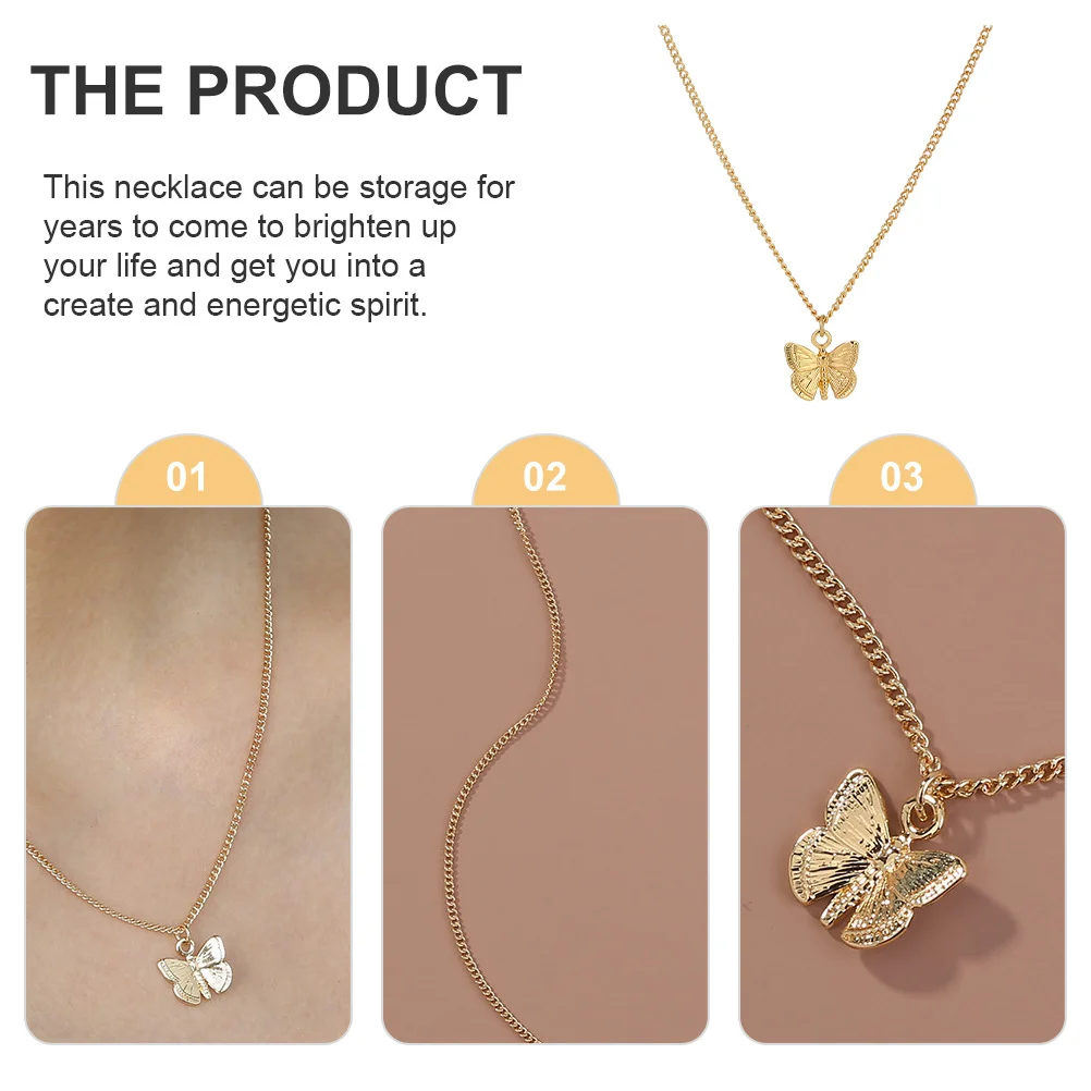 

Butterflies Necklace Elegant Women Necklace Alloy Neck Pendant Clavicle Chain Party Decoration Charming Jewelry