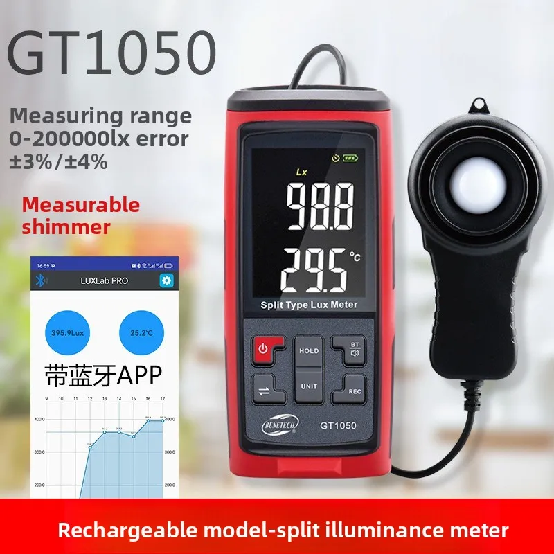 BENETECH High Precision Illuminometer Light Meter Illuminometer Brightness Meter Indoor Light Brightness Detector