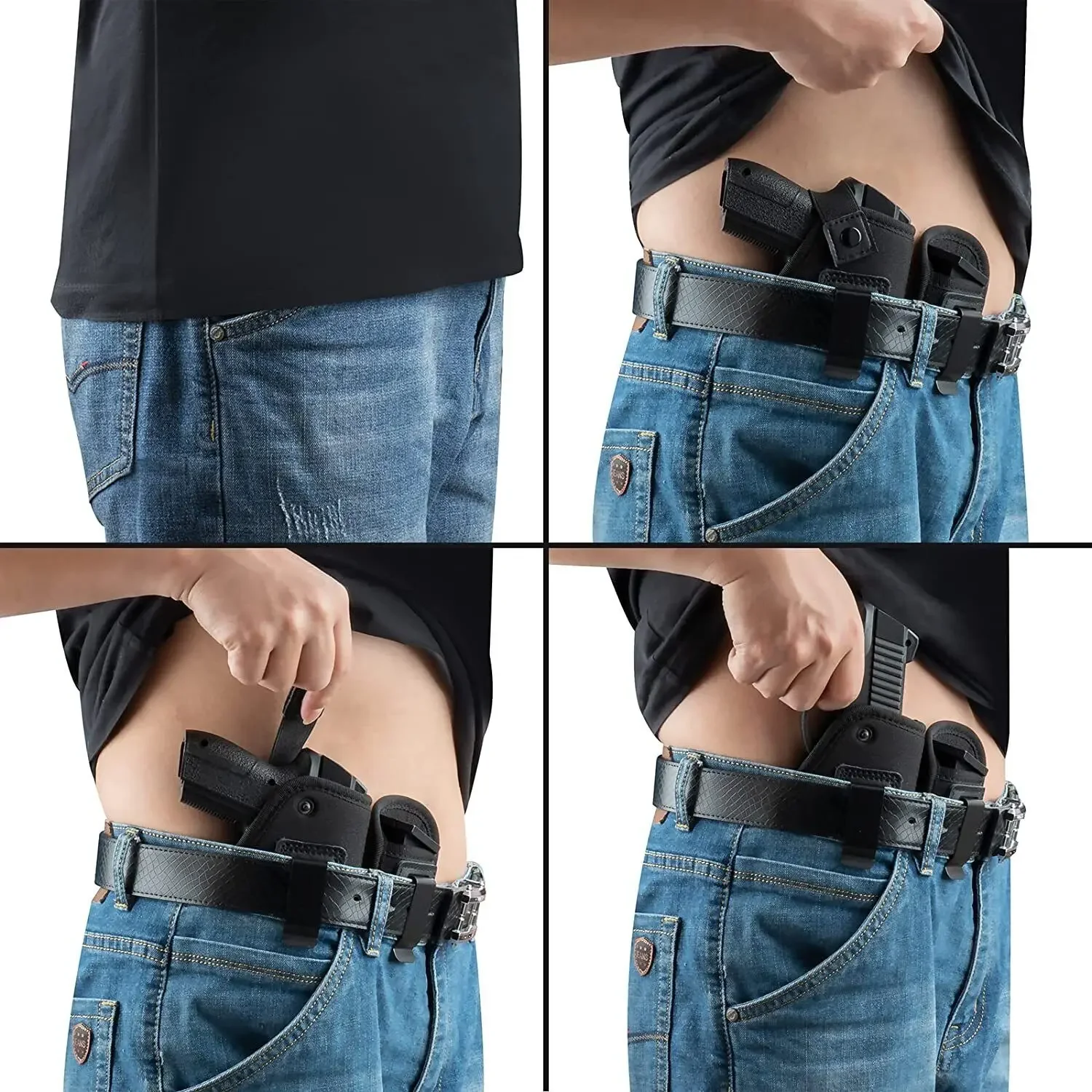 Tactical Concealed Carry Gun Holster Inside The Waistband for Man/Woman Fits Right Hand Pistol Compact Subcompact Handguns Black