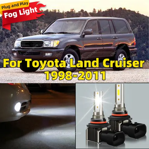 2Pcs LED Lamp 15000LM Car Front Fog Light Plug and Play For Toyota Land Cruiser 1998 1999 2000 2001 2002 2003 2004 2005 20062011