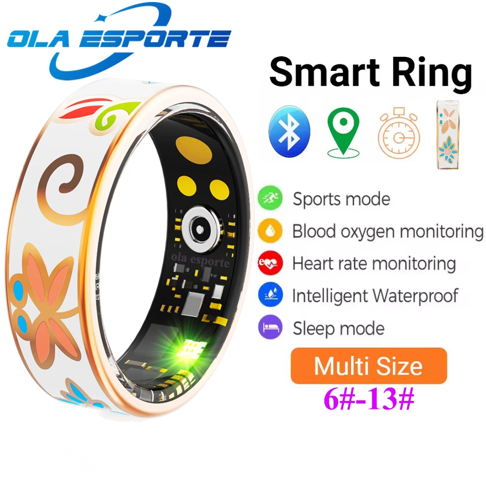 

New China Enamel gold Smart Ring for Women Men Great Couple Ring Waterproof Sport Health Ring Take Photo Gift Ring Note Exercise