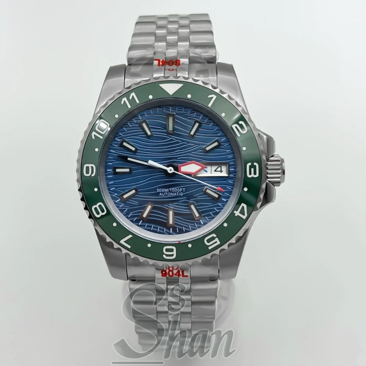 40MM Luxury Men Automatic Watch, NH36 Movement, Sapphire Glass, Unidirectional Rotating Ceramic Bezel, Dual Date Display Window