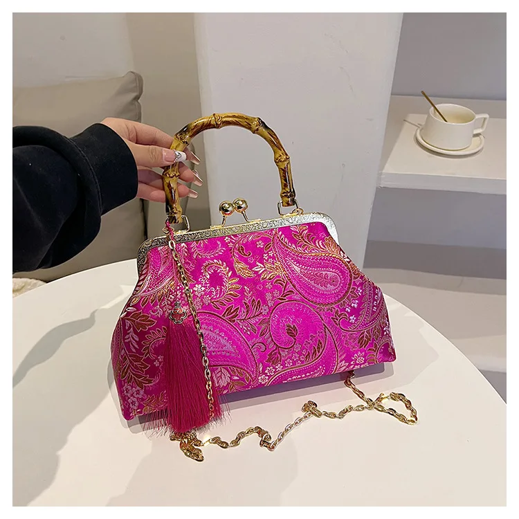 

Сумка-ракушка с вышивкой, китайская винтажная сумка с ручкой, женская сумка через плечо с кисточками, вечерние, вечерние, свадебные, клатчи, кошелек