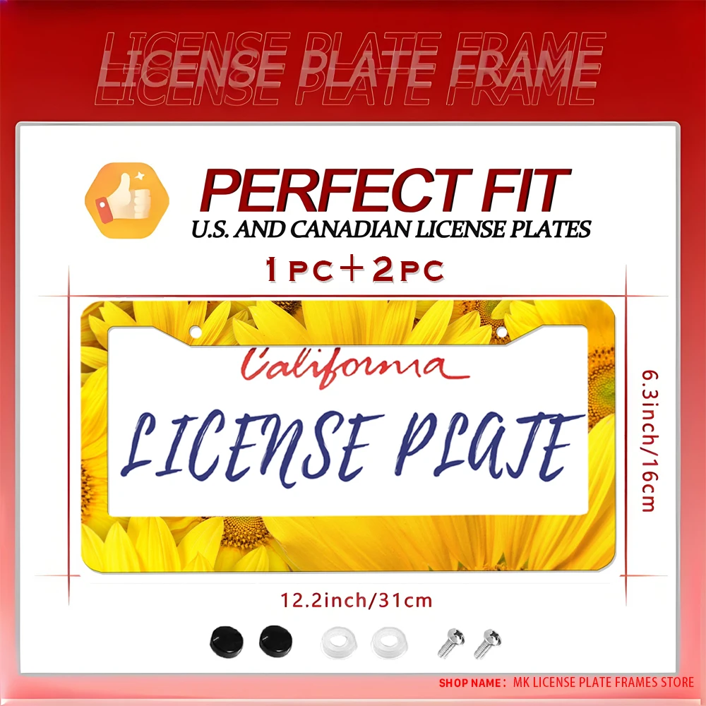 

Желтый подсолнух — алюминиевая рамка номерного знака с 2 отверстиями и комплектом винтов: новинка, весело, подарок для украшения автомобиля, 6x12 дюймов