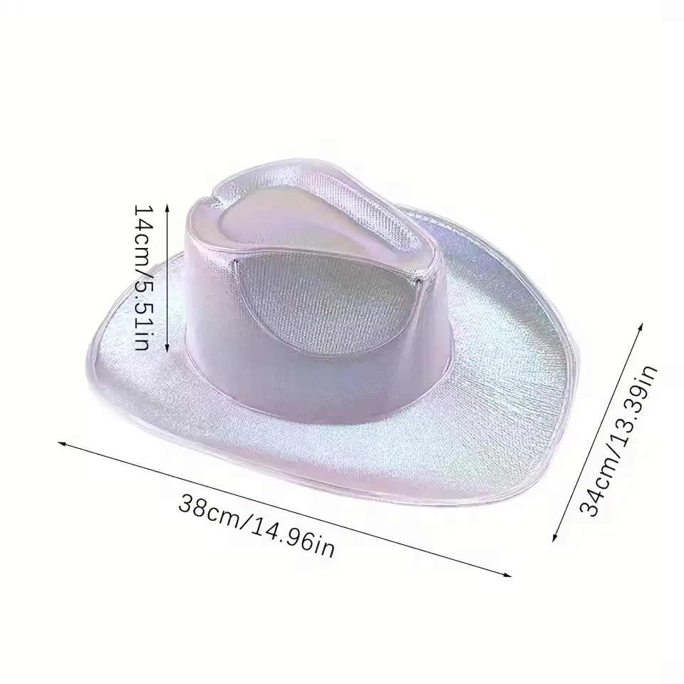 

Светящаяся ковбойская шляпа с LED-подсветкой, перламутровая шляпа для ковбоев и ковбойшес, для танцев и вечеринок