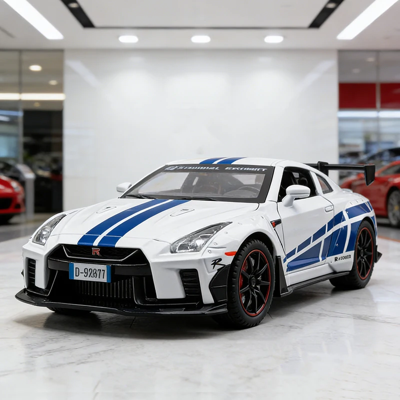 

1:22 JDM GTR GT-R R35 Суперкар, модель автомобиля из сплава, игрушечный автомобиль, литье под давлением металла, звуковой и световой автомобиль, игрушки для детей, автомобиль