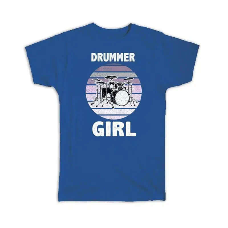 

Drums Retro Musical Wall Art Poster Drummer Girl Gradiente T shirt