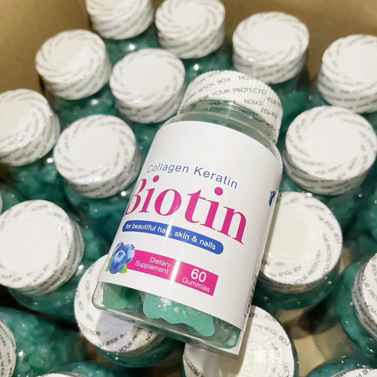 

1 bottle of biotin gummy candy promotes hair growth brightens skin tone prevents hair loss has a glossy appearance