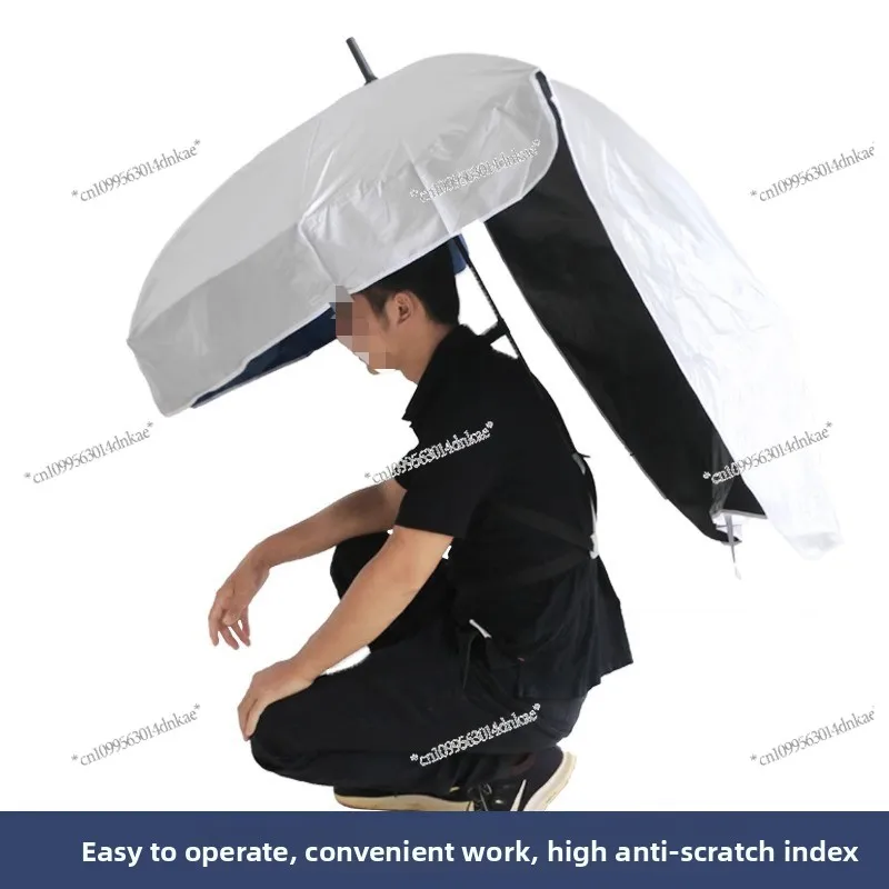 مظلة قطف الشاي من النوع الخلفي تحمل المظلة خفيفة للغاية قبعة الرأس مظلة واقية من الشمس في الهواء الطلق طبقة مزدوجة من الفينيل الإبداعي #4