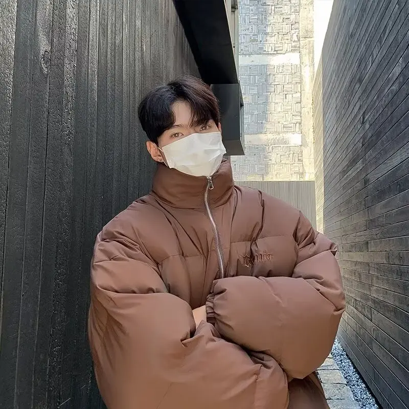 

Мужская зимняя куртка-пуховик свободного кроя из хлопка, повседневная утепленная куртка в уличном стиле