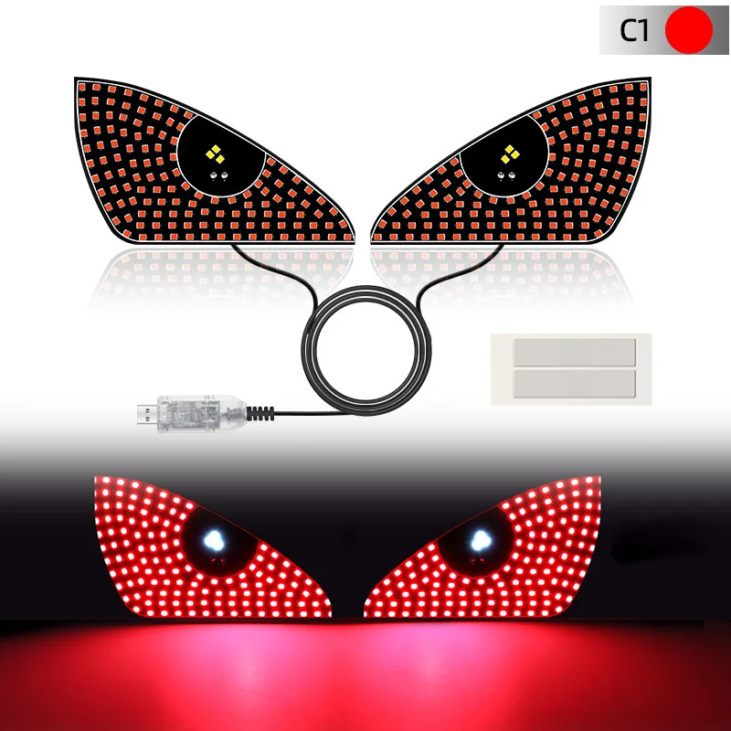 1pcs Decoration Light Devil's Eye for Car Rear Window USB Socket Play and Play Triangle/Semi-circular Shape Atmosphere Light