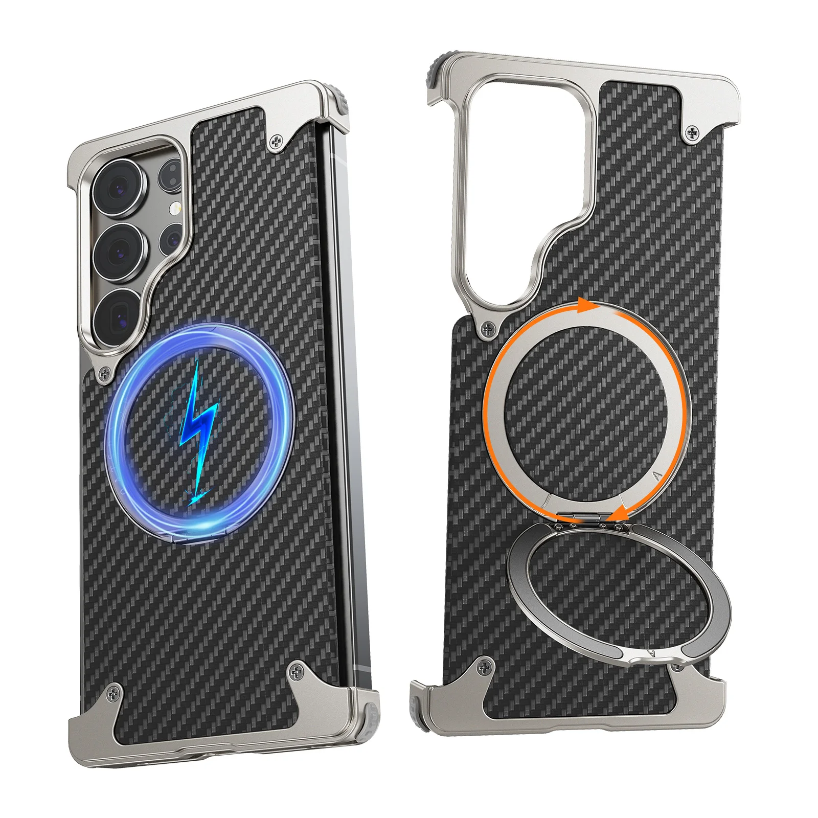 

Eary for Samsung Galaxy S25 Ultra Case Carbon Fiber Fits MagSafe Military-Grade Drop Cover Supports Wireless Charging with Stand