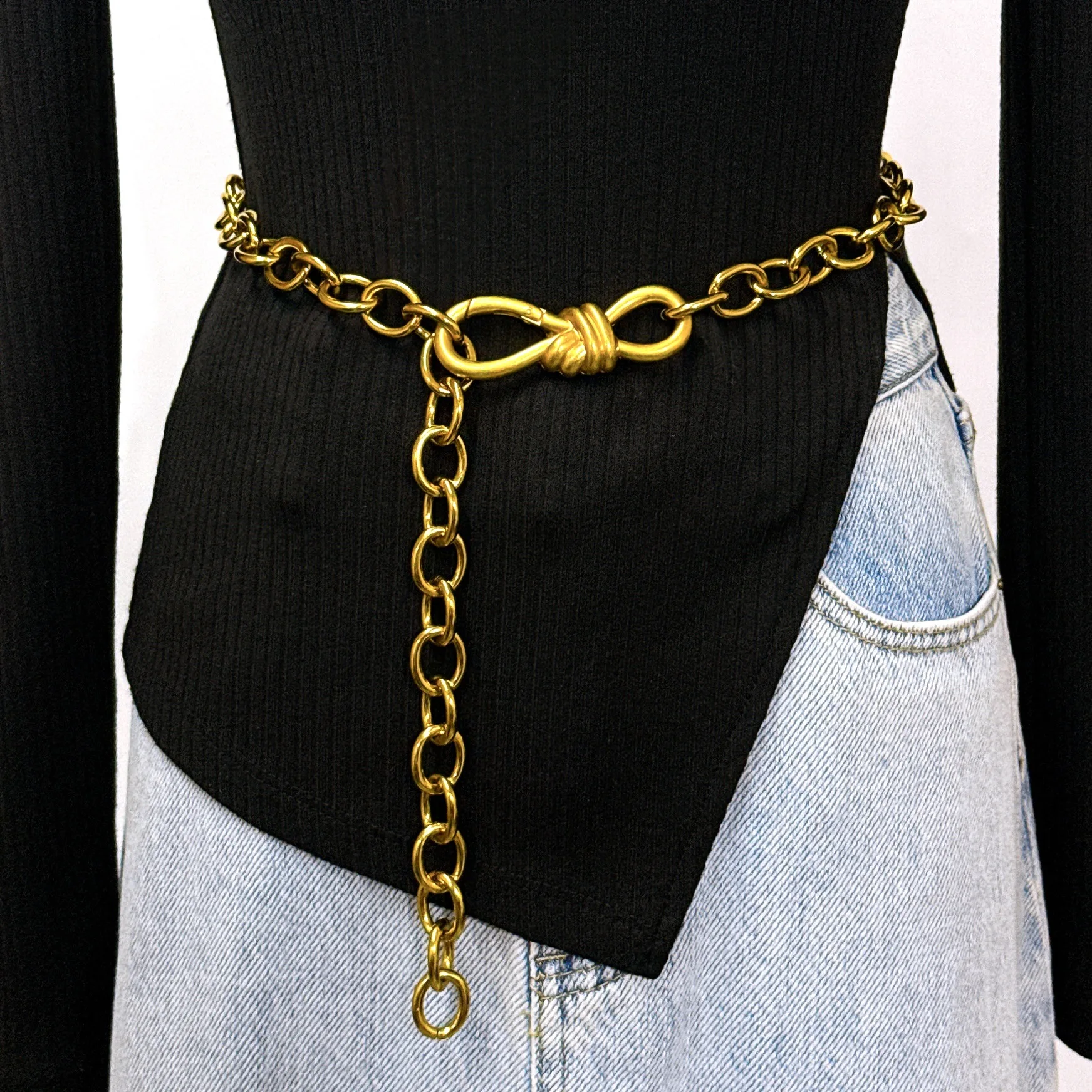 ファッションゴールドチェーンベルト女性のための高品質高級女性ウエストパンクメタルコルセットベルトガールズドレス調節可能なリーム