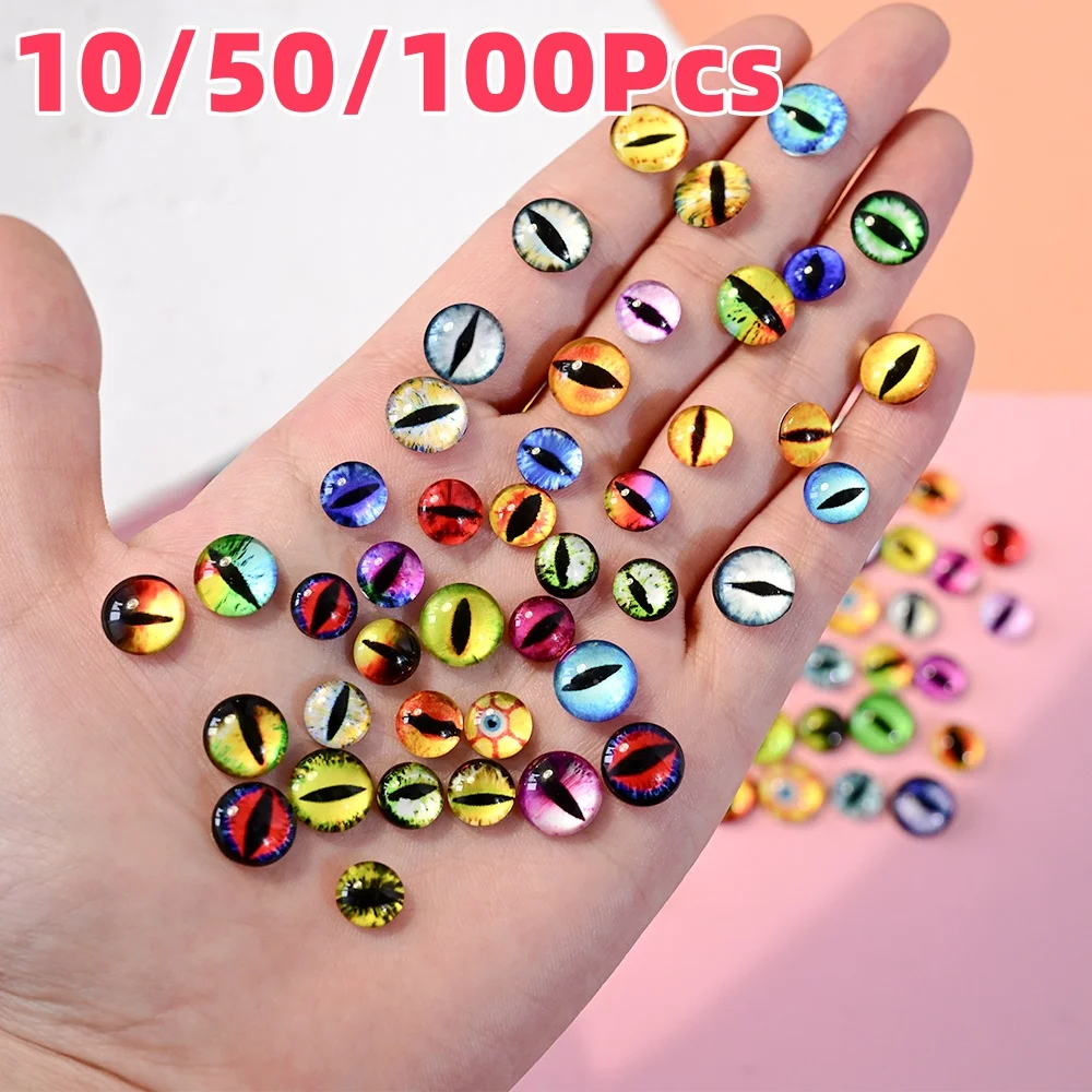 10/50/100Pcs 3D Dragon/Cat/Snake Eye Nail Charms Mixed Flatback Devil Pupil Eyes Animal's Eyeball DIY Crafts Manicure Decoration