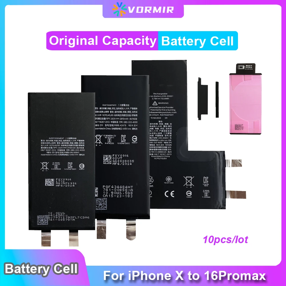 10pcs/lot Vormir Battery Cell No Flex For iPhone 11 12 13 14 15PM Rechargeable Batteria Replacement Part To Solve Message Pop-up