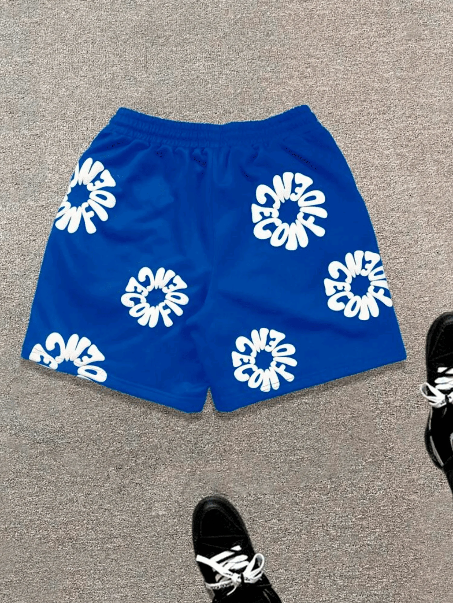 streetwear merk street hiphop foamprint losse vijf-inch korte broek voor heren, casual en veelzijdige shorts