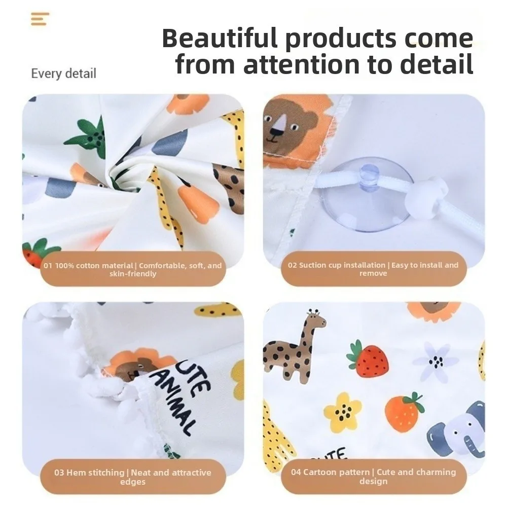UV Protection Car Window Sunshade Suction Cup Thickened Sunshade Cover Cartoon Embroidered Auto Sliding Curtain