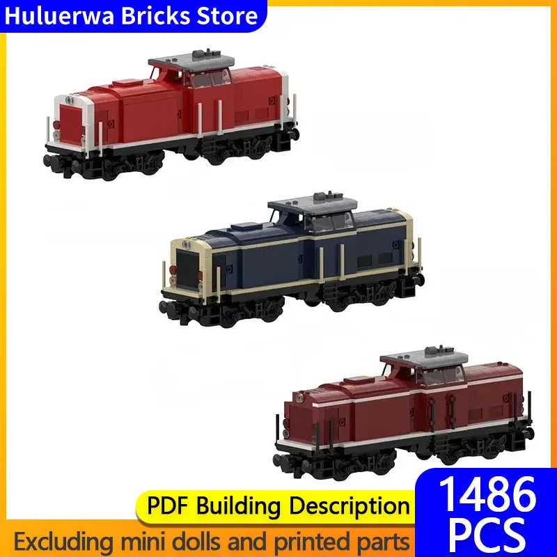 City Car Model MOC Building Bricks V100 Railway Diesel Locomotive Modular Technology Gifts Holiday Assemble Children Toys Suit