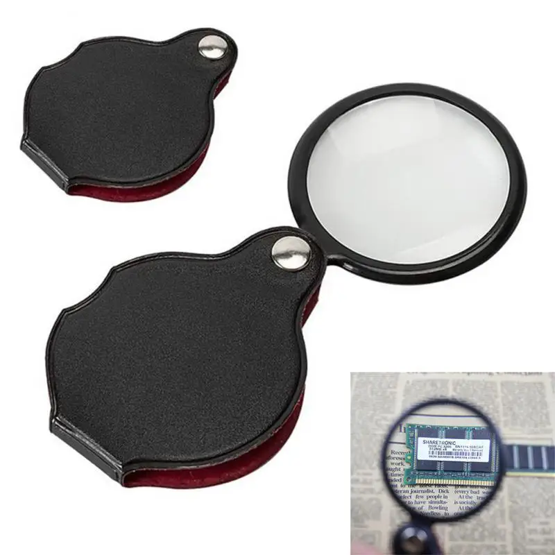 Mini Magnifier 8x Foldable Pocket Magnifier Portable 50mm Jewelry Reading Magnifying Glass Loupe