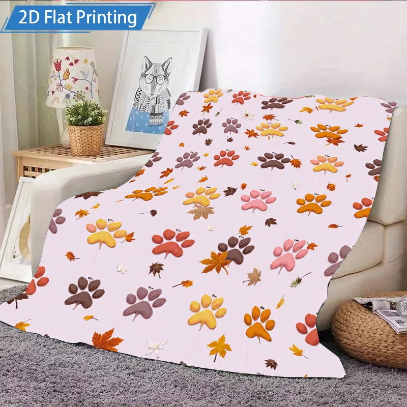 1 قطعة بطانية الفانيلا الخريف باو طباعة الصوف بطانية لينة مريحة الخريف موضوع الحيوانات الأليفة عاشق رمي بطانية للأريكة أو السرير
